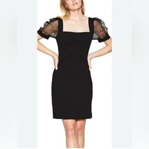 BCBG Becca puff sleeve bodycon little black dress LBD holiday party size 10